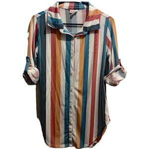 LulaRoe XS Button Down Blouse with roll up sleeves